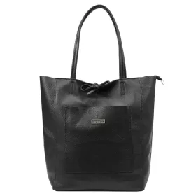   MiaMore 01-060 fekete női bőr válltáska, shopper 39 x 37 x 13 cm