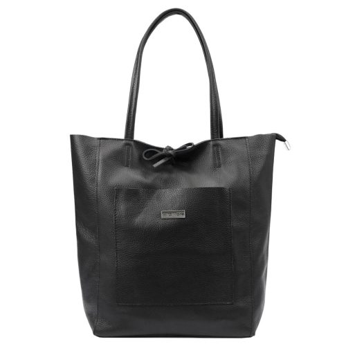 MiaMore 01-060 fekete női bőr válltáska, shopper 39 x 37 x 13 cm 
