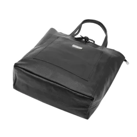   MiaMore 01-060 fekete női bőr válltáska, shopper 39 x 37 x 13 cm