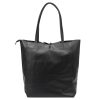 MiaMore 01-060 fekete női bőr válltáska, shopper 39 x 37 x 13 cm 