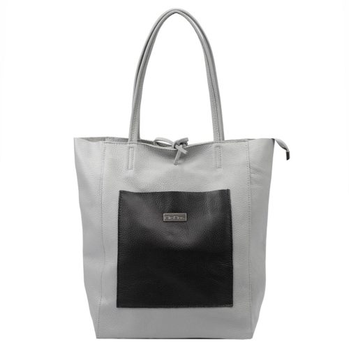 MiaMore 01-060 fekete-szürke női bőr válltáska 39 x 37 x 13 cm 