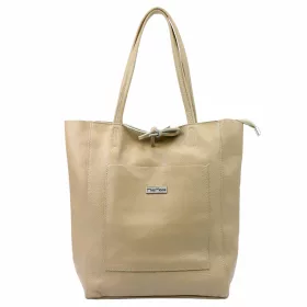 MiaMore 01-060 bézs női bőr válltáska 39 x 37 x 13 cm