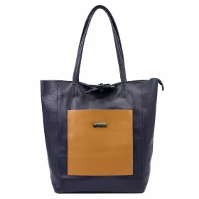   MiaMore 01-060 sötétkék női bőr válltáska 39 x 37 x 13 cm