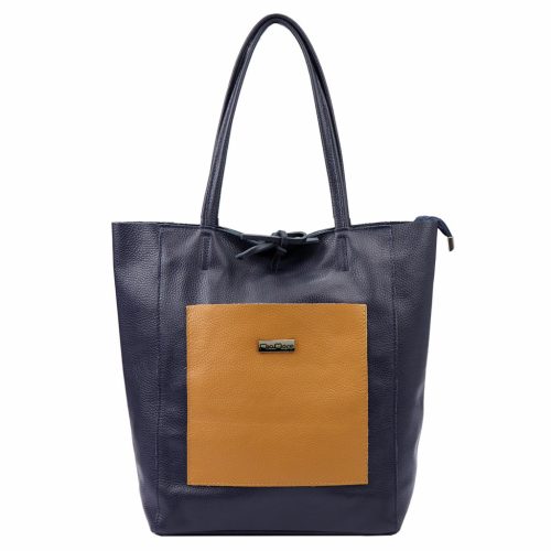 MiaMore 01-060 sötétkék női bőr válltáska 39 x 37 x 13 cm 