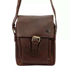   Nordee HG1546 barna férfi bőr oldaltáska, válltáska 21 x 26.5 x 11 cm