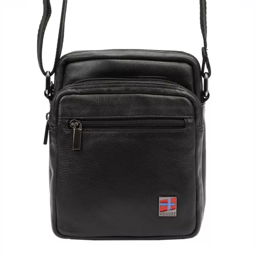 Nordee MSD-02 GM01 NAPPA fekete férfi bőr oldaltáska 18 x 21 x 9 cm