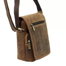   Nordee MSD-02 GM10 HUNTER barna bőr férfi oldaltáska, válltáska 16 x 19 x 8 cm