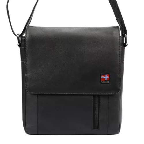 Nordee MSD-02 GM11 NAPPA fekete férfi marhabőr övtáska 23 x 25 x 8 cm