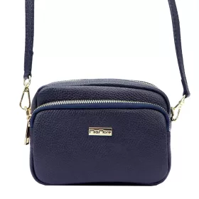   MiaMore 01-062 GOLD navy női bőr válltáska, oldaltáska 18.5 x 13.5 x 7.5 cm