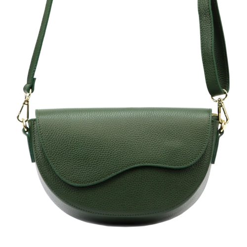 Luka 20-063 zöld női bőr válltáska, oldaltáska, crossbody 26 x 16 x 9 cm