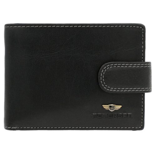 Peterson PTN WL-1012L-COM fekete férfi bőr pénztárca 10,5 x 12,5 x 3 cm