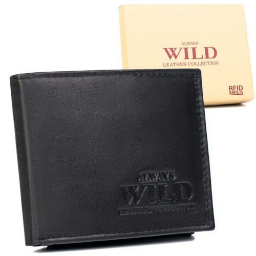 Wild N0035-P-SCR fekete férfi marhabőr pénztárca