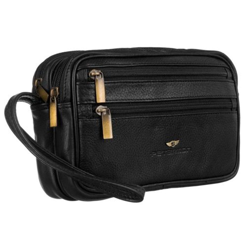 Peterson PTN 1058-NDM fekete férfi bőr autós táska 21 x 13 x 7 cm 