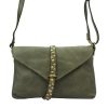VS 013 khaki női bőr válltáska, oldaltáska 28 x 17 x 6 cm