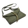 VS 013 khaki női bőr válltáska, oldaltáska 28 x 17 x 6 cm