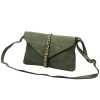 VS 013 khaki női bőr válltáska, oldaltáska 28 x 17 x 6 cm