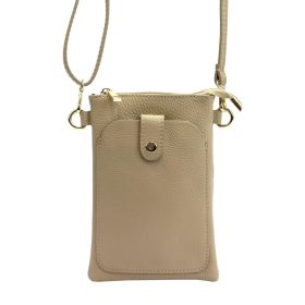   Luka 20-070 bézs női bőr telefontartó, partytáska 14 x 21 x 3.5 cm