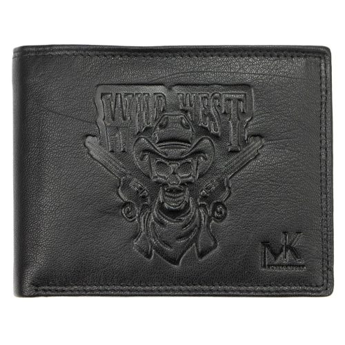 Money Kepper TCC 5600-2 RFID fekete koponya mintás férfi bőr pénztárca 12.5 x 10 x 3 cm