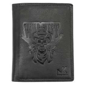   Money Kepper TCC 5601-2 RFID fekete koponya mintás férfi bőr pénztárca 10 x 13 x 3 cm