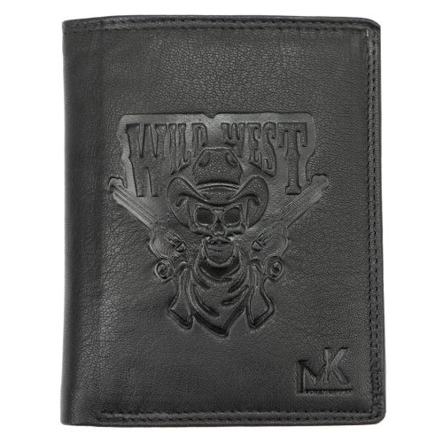 Money Kepper TCC 5601-2 RFID fekete koponya mintás férfi bőr pénztárca 10 x 13 x 3 cm
