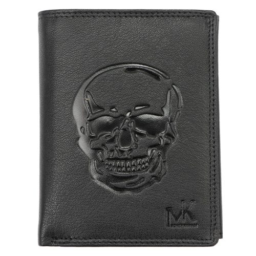 Money Kepper TCC 5601-3 RFID fekete koponya mintás férfi bőr pénztárca 10 x 13 x 3 cm