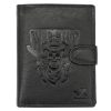 Money Kepper TCC 5601B-2 RFID fekete koponya mintás férfi bőr pénztárca 10.5 x 13 x 3 cm