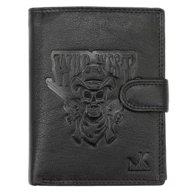   Money Kepper TCC 5601B-2 RFID fekete koponya mintás férfi bőr pénztárca 10.5 x 13 x 3 cm