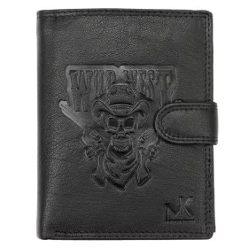   Money Kepper TCC 5601B-2 RFID fekete koponya mintás férfi bőr pénztárca 10.5 x 13 x 3 cm