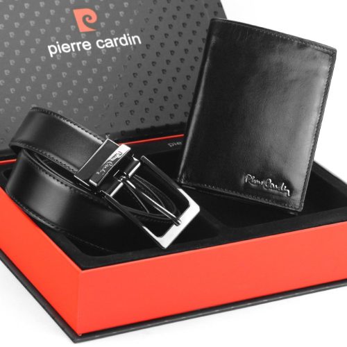 Pierre Cardin ZG-127-BR fekete férfi marhabőr ajándék szett