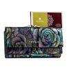 Peterson PTN 421028-MD zöld virág mintás női bőr pénztárca 18,5×10 cm
