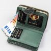 Peterson PTN 425214-MD zöld virág mintás női bőr pénztárca 11 x 15 x 3.5 cm