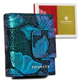   Peterson PTN 42329-ONBF kék mintás női bőr pénztárca RFID 14,5 x 9 cm
