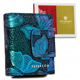   Peterson PTN 42329-ONBF kék mintás női bőr pénztárca RFID 14,5 x 9 cm