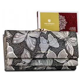   Peterson PTN 421028-ONBF szürke pillangó mintás női bőr pénztárca 18,5 x 9,5 cm