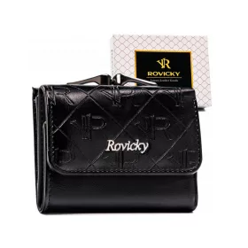   Rovicky RPX-32-PMT fekete női bőr-rostbőr pénztárca 9,5 x 7,5 cm