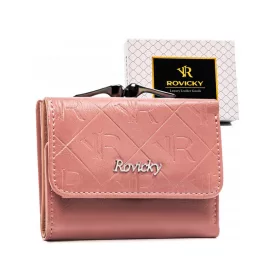   Rovicky RPX-32-PMT rózsaszín női bőr-rostbőr pénztárca 9,5 x 7,5 cm