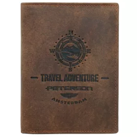   Peterson PTN N4-BE-TRAVEL mintás konyak férfi bőr pénztárca 8.5 x 11 x 2.5 cm