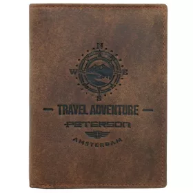   Peterson PTN N4-BE-TRAVEL mintás konyak férfi bőr pénztárca 8.5 x 11 x 2.5 cm