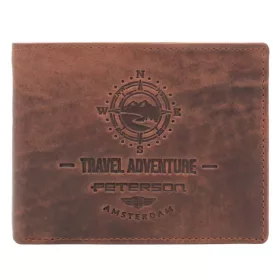   Peterson PTN N992-BE-TRAVEL konyak férfi bőr pénztárca 12.8 x 9.5 x 2.8 cm