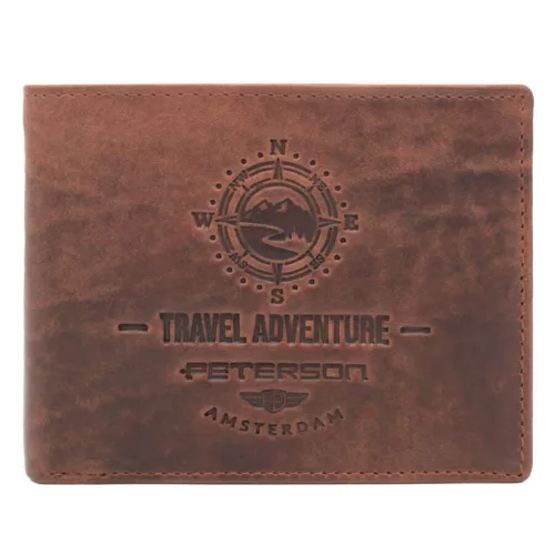 Peterson PTN N992-BE-TRAVEL konyak férfi bőr pénztárca 12.8 x 9.5 x 2.8 cm