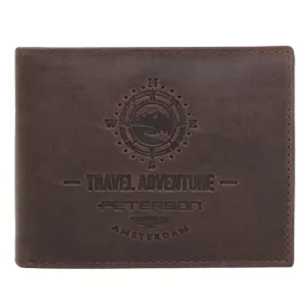   Peterson PTN N992-BE-TRAVEL barna férfi bőr pénztárca 12.8 x 9.5 x 2.8 cm