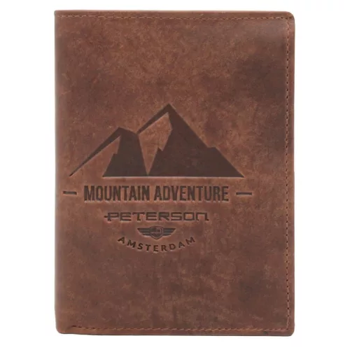 Peterson PTN N4-BE-MOUNTAIN mogyoró férfi bőr pénztárca  9.5 x 12 x 2 cm