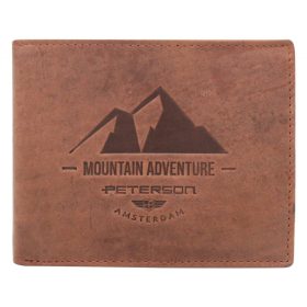   Peterson PTN N992-BE-MOUNTAIN mogyoró férfi bőr pénztárca 12.5 x 9.5 x 3.5 cm