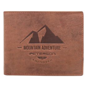   Peterson PTN N992-BE-MOUNTAIN mogyoró férfi bőr pénztárca 12.5 x 9.5 x 3.5 cm
