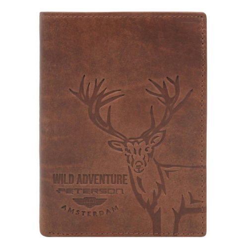 Peterson PTN N4-BE-DEER barna férfi vadász bőr pénztárca 9,5 × 12 cm  