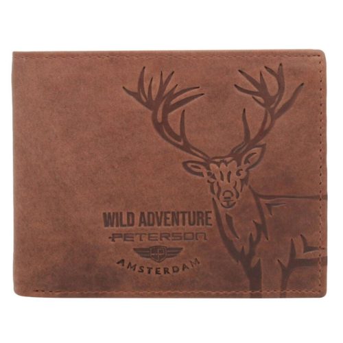 Peterson PTN N992-BE-DEER konyak férfi bőr vadász pénztárca 12 × 9,5 cm