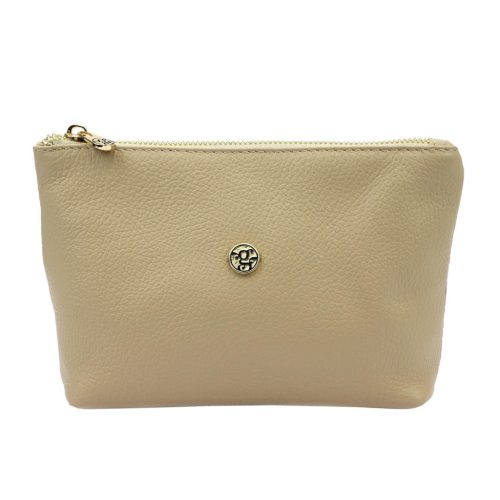 Gregorio COSMETICS-005 drapp női bőr kozmetikai táska 21 x 13 x 8 cm