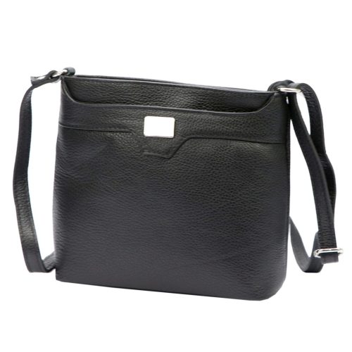 Luka 20-076 fekete női bőr válltáska, oldaltáska, crossbody 24 x 20 x 10 cm