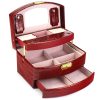 PATRIZIA BEAUTY-18020-BL piros női rostbőr bőrönd 16 x 12.5 x 22 cm