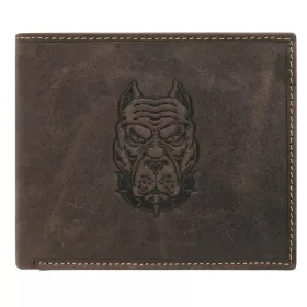   Wild kutya fej nyomatos barna bőr pénztárca 12.5 x 10.5 x 2.5 cm